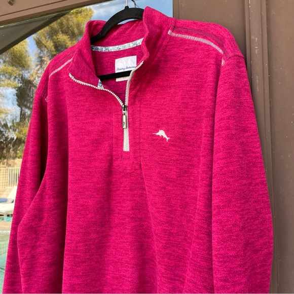 Tommy Bahama Fuchsia 1/4-Zip Fleece Pullover XL - Picture 2 of 11